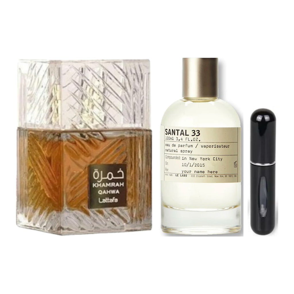 PERFUMES SANTAL 33+KHAMRAH QHAWAH + PERFUMERO