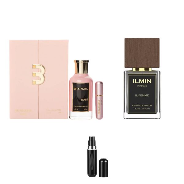 BHARAR ROSE ESTUCHE+ILMIN FEMME+PERFUMERO